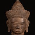 Antique Angkor Wat Style Sandstone Vishnu Head - Protector & Preserver -31cm/12"