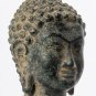 Antique Thai Style Dvaravati Bronze Buddha Head Statue - 18cm/7"