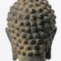 Antique Thai Style Dvaravati Bronze Buddha Head Statue - 18cm/7"