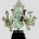 Antique Khmer Style Bronze Mounted Verdigris Ganesha Statue - 42cm/17"