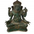 Antique Khmer Style Bronze Seated Ganesha Statue - 39cm/16"