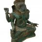 Antique Khmer Style Bronze Seated Ganesha Statue - 39cm/16"
