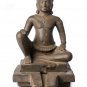 Antique Bayon Style Seated Stone Shiva and Yoni Statue - 45cm/18"