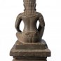 Antique Bayon Style Seated Stone Shiva and Yoni Statue - 45cm/18"