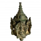 Rare 19th Century Antique Bronze Khmer Teaching Buddha Stupa - 11cm/4" Tall