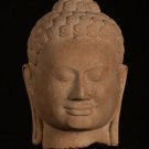 Antique Dvaravati Style Thai Stone Buddha Head Statue - 35cm/14"