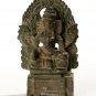 Seated 19th Century Antique Enthroned Bronze Ganesha Statue - 7cm/3"