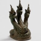 Antique Thai Style Bronze Protective Naga, Snake or Serpent Statue - 25cm/10"