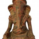 Ganesh Statue - Antique Khmer Style Wood Seated Ganesha Statue - 38cm/15"