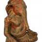 Ganesh Statue - Antique Khmer Style Wood Seated Ganesha Statue - 38cm/15"