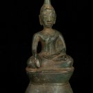 Antique Laos Style Seated Enlightenment Buddha Statue - 20cm/8"