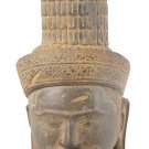 Antique Koh Ker Style Stone Mounted Khmer Vishnu Head - 28cm / 11"
