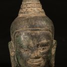 19th Century Antique Khmer Bronze Buddha Head Statue - 17cm/7"