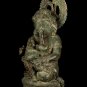 19th Century Antique Seated Chola Style Ganesha Statue with Baby Ganesh-39cm/15"