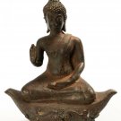 Antique Thai Style Sukhothai Bronze Protection Buddha Statue - 24cm/10"