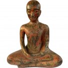 Antique Thai Style Wood Monk or Devotee Disciple of Buddha Statue - 23cm/9"