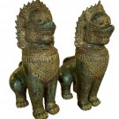 Antique Khmer Style Bronze Temple Guardians or Lions (Pair) - 38cm/15"