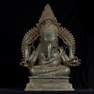 Antique 19th Century Seated Thai Bronze Ganesha Statue - 87cm / 35"