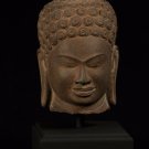 18th Century Thai Dvaravati Stone Buddha Head Statue - 28cm/11"
