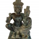 Antique Khmer Style Preah-Ko Bronze Hindu God Shiva & Parvati Statue - 41cm/16"