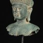 Antique Khmer Style Bronze Baphuon Buddha Head Statue - 27cm/11"