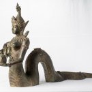 Antique Thai Style Bronze Female Deity with Naga Tail Statue - 39cm/16"