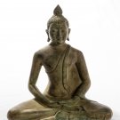 19th Century Antique Bronze Sri Lanka Seated Mediation Buddha Statue - 33cm/13"