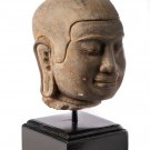 Antique Khmer Style Mounted Stone Jayavarman VII Head - 23cm/9"
