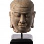 Antique Khmer Style Mounted Stone Jayavarman VII Head - 23cm/9"