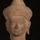Antique Angkor Wat Style Sandstone Vishnu Head - Protector & Preserver -28cm/11"
