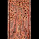 Antique Thai Style Wood Standing Thoughtful Sunday Buddha Panel - 80cm/31.5"