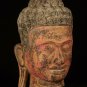 Antique Thai Style Southeast Asia Red Wood Buddha Head Statue - 49cm/19.5"