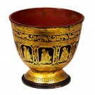 Early 20th Century Antique Burmese Shwe Zawa Lacquerware Bowl -16cm/6” Tall