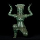 Antique Bayon Style Bronze Kneeling Female Devi Statue - 44cm/18"