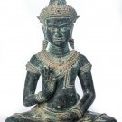 Antique Khmer Style Bronze Buddha Statue Dharmachakra Teaching Mudra - 51cm/20"