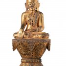 19th Century Antique Wood Burmese Ava Enlightenment Buddha Statue - 52cm/21"