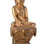 19th Century Antique Wood Burmese Ava Enlightenment Buddha Statue - 52cm/21"