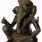 Antique Khmer Style Bronze Seated Ganesha Statue - 64cm/26"