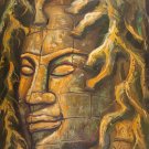 Asian Original Wall Art Oil Painting-Canvas - Tree Buddha (80cm x 60cm) 31" Tall