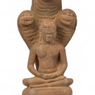 Antique 18th Century Thai Stone Naga Enthroned Meditation Buddha - 29cm/12"