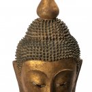 Antique Burmese Style Shan Gold Wood Buddha Head - 38cm/15"