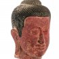Antique Khmer Style Southeast Asia Red Wood Buddha Head Statue - 57cm/23"