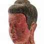 Antique Khmer Style Southeast Asia Red Wood Buddha Head Statue - 57cm/23"