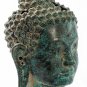 Antique Thai Style Mounted Dvaravati Bronze Buddha Head Statue - 20cm/8"