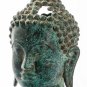 Antique Thai Style Mounted Dvaravati Bronze Buddha Head Statue - 20cm/8"