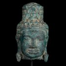 Antique Khmer Style Bronze Bayon Style Lokeshvara Head - 26cm/10"