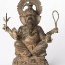 Antique Indian Style Seated Bronze Chola Ganesha Statue - 40cm/16"