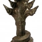 Naga Statue - Antique Khmer Style Bronze Protection Naga Statue - 27cm/11"