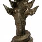 Naga Statue - Antique Khmer Style Bronze Protection Naga Statue - 27cm/11"