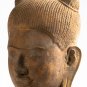 Antique Phnom Da Style Mounted Stone Khmer Buddha Head - 33cm/13" Tall